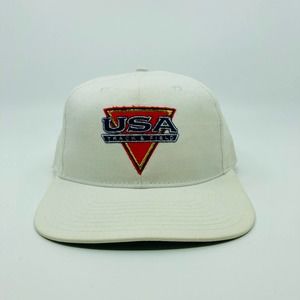 Vintage Nike USA Track & Field Snapback Hat White 1990s